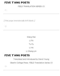 cover of the book Five T'ang Poets