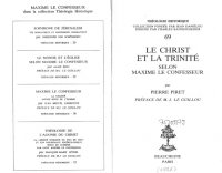 cover of the book Le Christ et la Trinité selon Maxime le Confesseur (Maximus the Confessor)