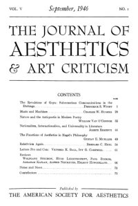 cover of the book The Journal of Aesthetics and Art Criticism, Vol. 5, No. 1 (Sep., 1946)