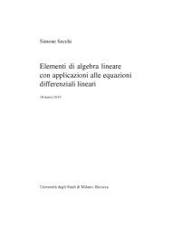 cover of the book Elementi di algebra lineare con applicazioni alle equazioni differenziali lineari