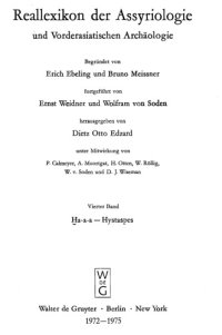 cover of the book Reallexikon der Assyriologie und Vorderasiatischen Archaologie: Band 4. Ha-A-A - Hystaspes