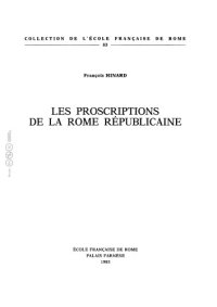 cover of the book Les proscriptions de la Rome républicaine