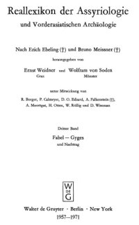 cover of the book Reallexikon der Assyriologie und Vorderasiatischen Archaologie: Band 3. Fabel - Gyges Und Nachtrag