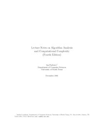 cover of the book Lecture Notes on Algorithm Analysis and Computational Complexity (Fourth Edition)