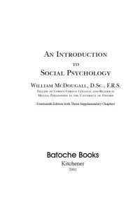 cover of the book An introduction to social psychology, 14th edition