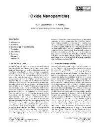 cover of the book Oxide Nanoparticles