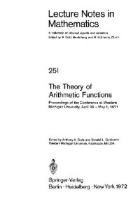 cover of the book The theory of arithmetic functions; proceedings of the conference at Western Michigan University, April 29 - May 1, 1971