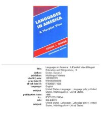 cover of the book Languages in America: A Pluralist View (Bilingual Education and Bilingualism, 10)