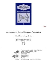 cover of the book Approaches to Second Language Acquisition