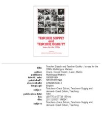 cover of the book Teacher Supply and Teacher Quality: Issues for the 1990s (Multilingual Matters)