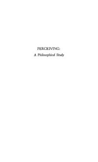 cover of the book Perceiving: a Philosophical Study