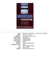 cover of the book Medicaid and Devolution: A View from the States