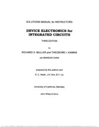 cover of the book Device Electronics for Integrated Circuits 3rd edition Solutions Manual