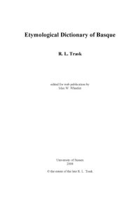 cover of the book Etymological Dictionary of Basque