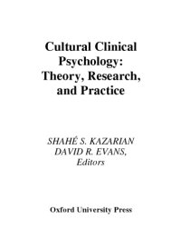 cover of the book Cultural Clinical Psychology: Theory, Research, and Practice