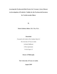 cover of the book Assessing the Psychosocial Risk Factors for Coronary Artery Disease: An Investigation of Predictive Validity for the Psychosocial Inventory for Cardiovascular Illness