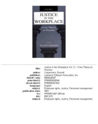 cover of the book Justice in the workplace: from theory to practice