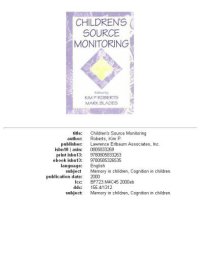 cover of the book Children's source monitoring