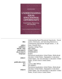 cover of the book Understanding equal educational opportunity: social justice, democracy, and schooling