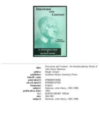 cover of the book Discourse and context: an interdisciplinary study of John Henry Newman