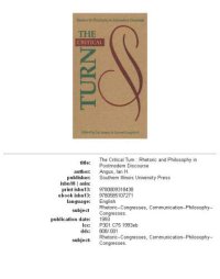 cover of the book The Critical turn: rhetoric and philosophy in postmodern discourse