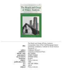 cover of the book The reach and grasp of policy analysis: comparative views of the craft