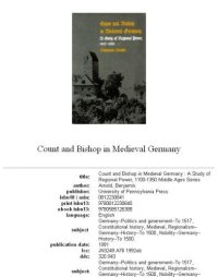 cover of the book Count and bishop in medieval Germany: a study of regional power, 1100-1350