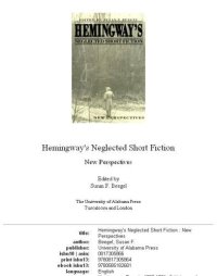 cover of the book Hemingway's neglected short fiction: new perspectives