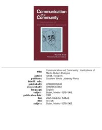 cover of the book Communication and community: implications of Martin Buber's dialogue