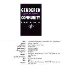 cover of the book Gendered community: Rousseau, sex, and politics