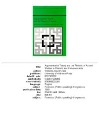 cover of the book Argumentation theory and the rhetoric of assent