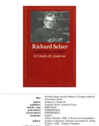 cover of the book Richard Selzer and the rhetoric of surgery