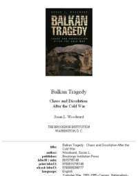 cover of the book Balkan tragedy: chaos and dissolution after the Cold War