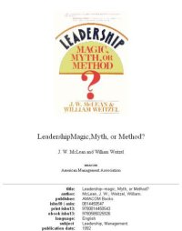 cover of the book Leadership--magic, myth, or method?