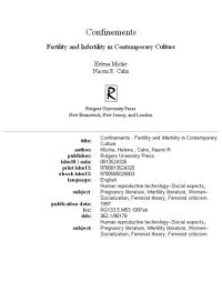 cover of the book Confinements: fertility and infertility in contemporary culture