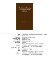 cover of the book Development planning and decolonization in Nigeria