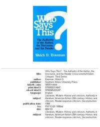 cover of the book Who says this?: the authority of the author, the discourse, and the reader