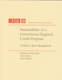 cover of the book Sustainability of a government targeted credit program: evidence from Bangladesh, Parts 63-316