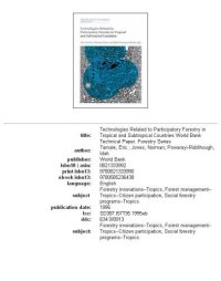 cover of the book Technologies related to participatory forestry in tropical and subtropical countries, Volumes 23-299