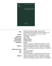 cover of the book Intellectual property rights and economic development, Parts 63-412