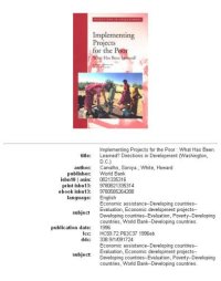 cover of the book Implementing projects for the poor: what has been learned?