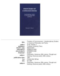 cover of the book Frontiers of Consciousness: Interdisciplinary Studies in American Philosophy and Poetry