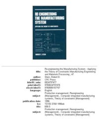 cover of the book Re-engineering the manufacturing system: applying the theory of constraints