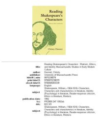 cover of the book Reading Shakespeare's characters: rhetoric, ethics, and identity