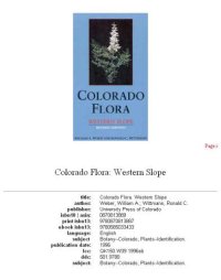 cover of the book Colorado flora: Western slope