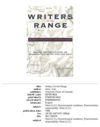 cover of the book Writers on the range