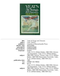 cover of the book Yeats at songs and choruses