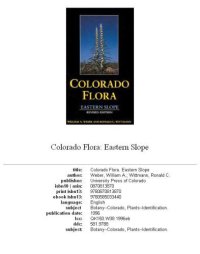 cover of the book Colorado flora: Eastern slope