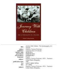 cover of the book Journey with children: the autobiography of a teacher