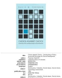 cover of the book Choice against choice: constructing a policy-assessing sociology for social development